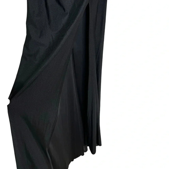 LA FEMME Cross Back Satin Jersey Trumpet Gown 28206 Black Size 6 NWT - Picture 8 of 11
